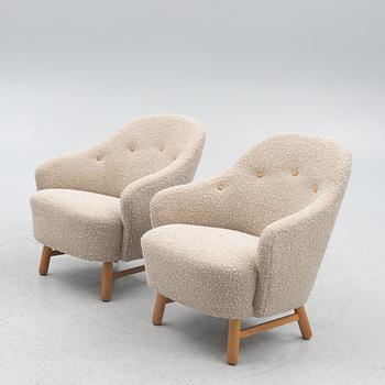 Fåtöljer, ett par, "Annukka", modell 1408, Asko 1950-tal.