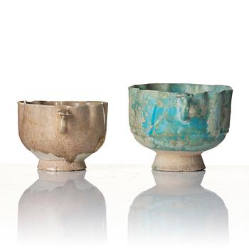 Two pottery jugs, Central Asia, 13th century.