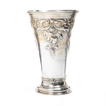 A Danish silver beaker, assay marks of both Peter Nicolai von Haven (1729–1749) and Frederik Fabritius (1787–1823).