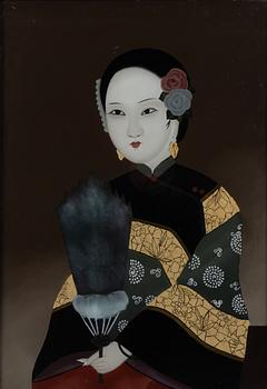 A Chinese reverse glass painting, 20th century.