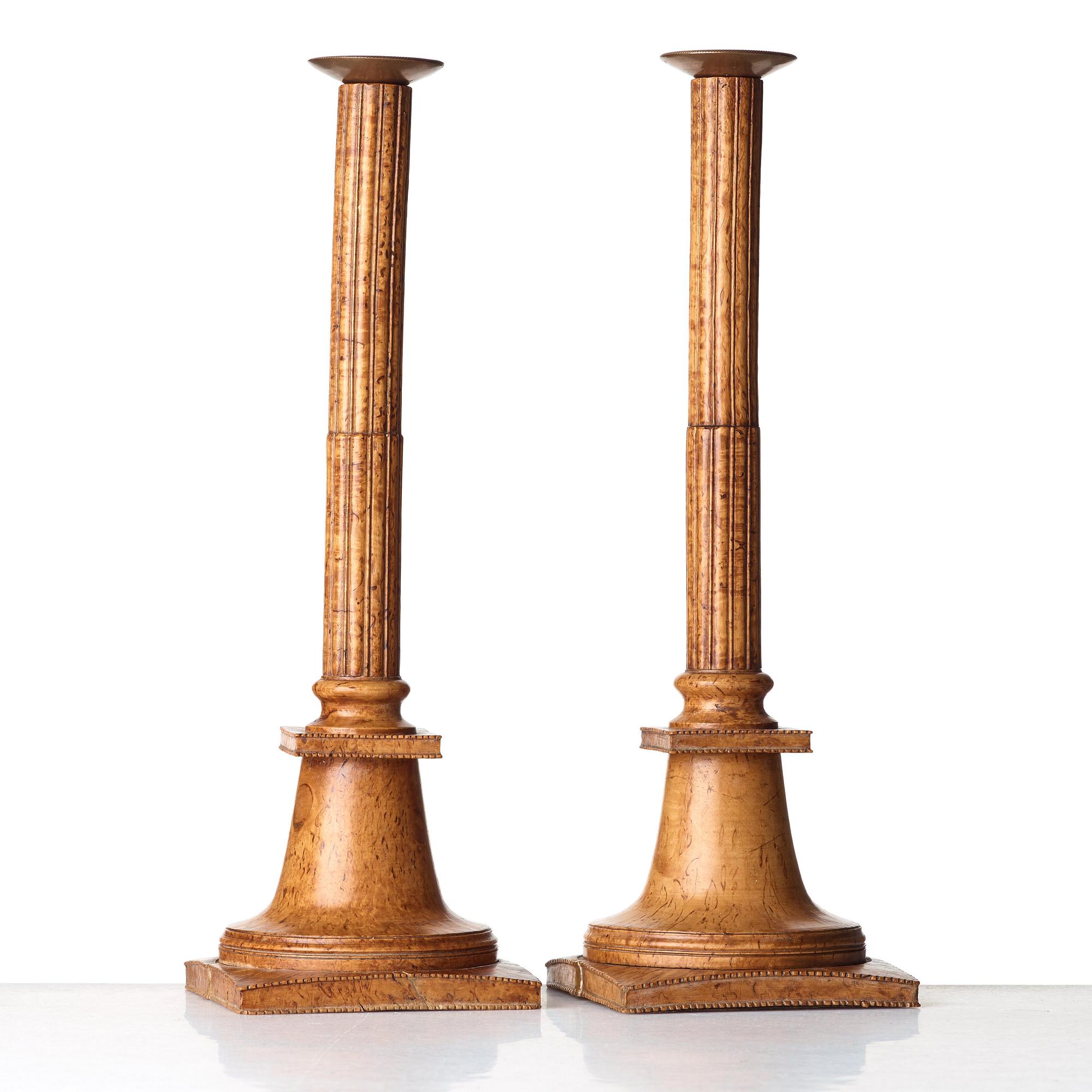 A pair of late Gustavian candlesticks, circa 1800.