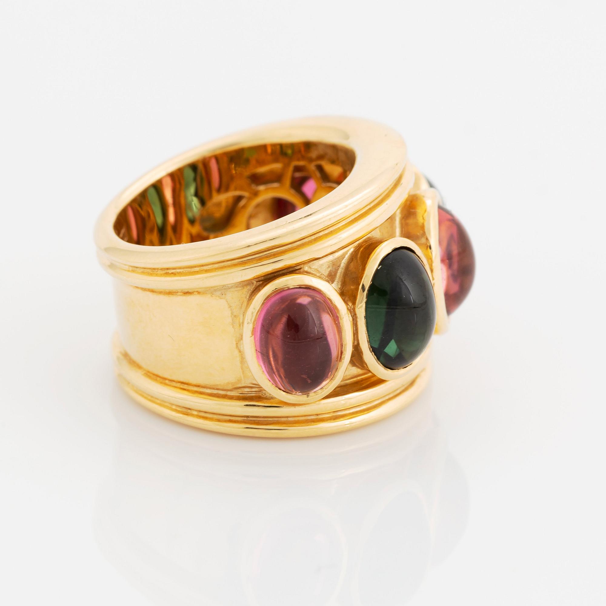 Temple St Clair ring 18K guld med cabochonslipade  turmaliner.