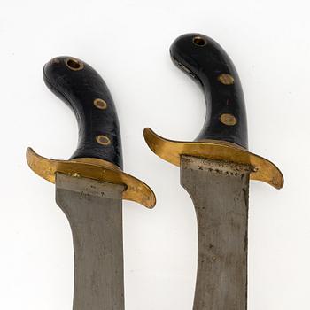 Two Swedish cutlasses 1848 pattern,with scabbards.