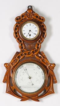 BAROMETER MED KLOCKA, England.