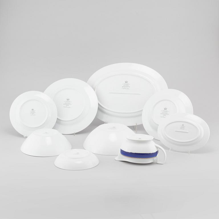 41 pieces of porcelain tableware, model "Christineholm" or "Marianne Royal Blue", 21th century.