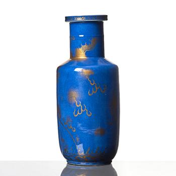 A powder blue roleau vase, Qing dynasty, 19th Century.