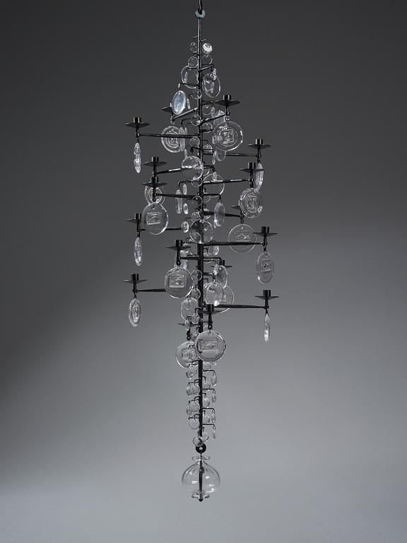 Erik Höglund, a sixteen light chandelier, Boda, Sweden 1960-1970s.