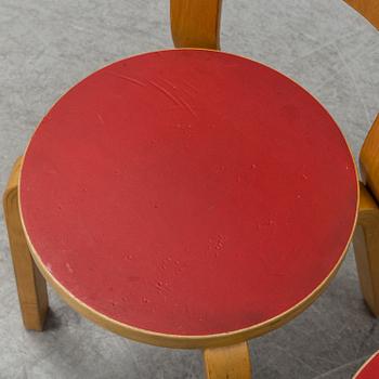 Three Alvar Aalto chairs, modell 65 for Artek.