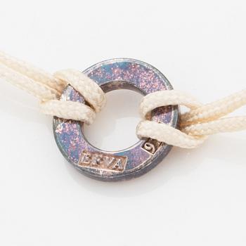 Efva Attling, ring, armband och hänge med kedja, 'love bead' silver med rökkvarts.