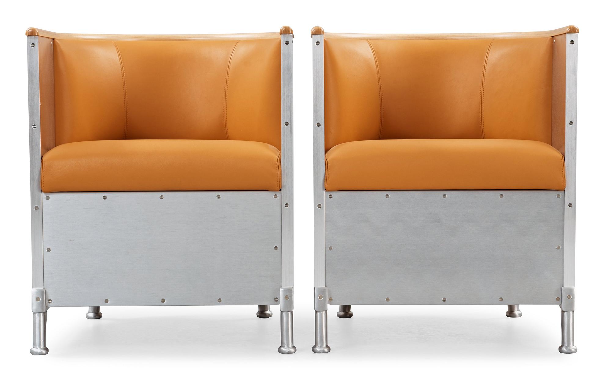 MATS THESELIUS, fåtöljer, ett par, "Aluminium/Theselius", Källemo efter 1990.