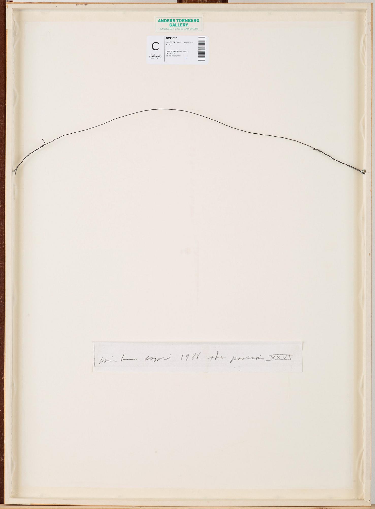 JAMES BROWN, paper, signed James Brown on verso and dated Capri 1988.
