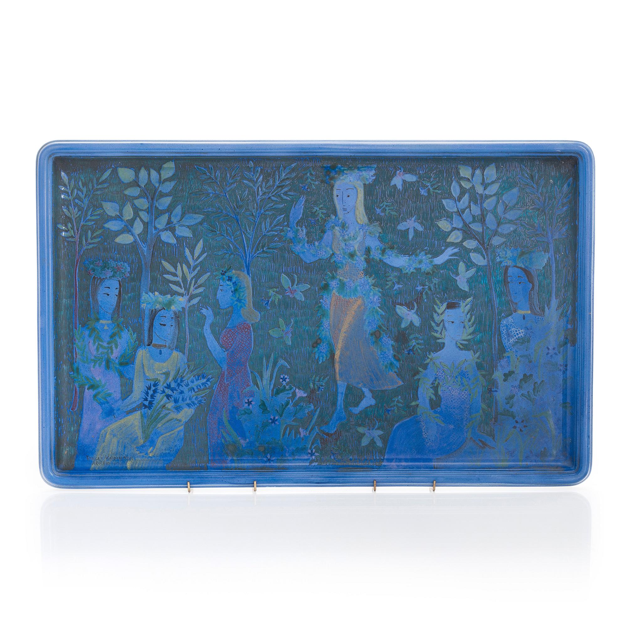 Birger Kaipiainen, a stoneware tray , signed Birger Kaipiainen Arabia 1941.