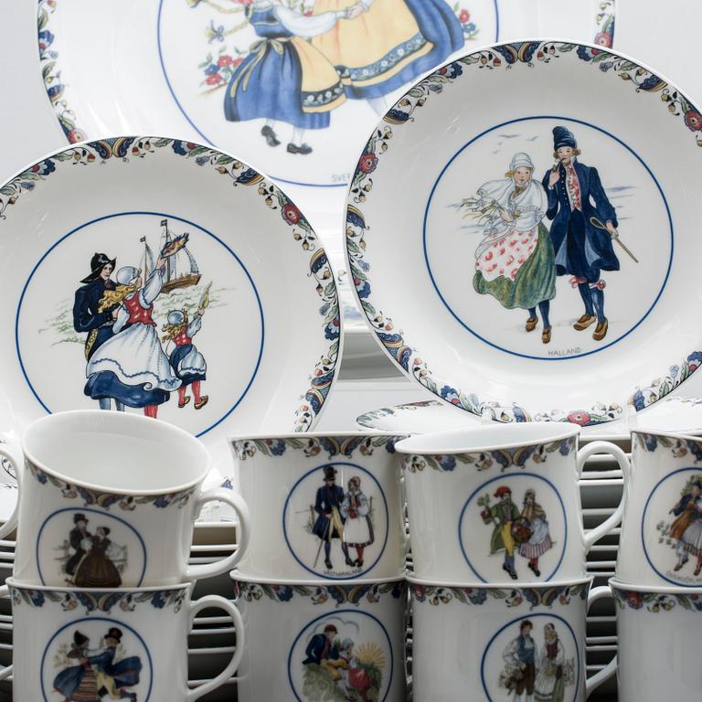 KAFFESERVIS, 55 delar, "Svenska landskapsdräkter" Rörstrand.