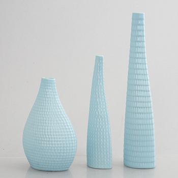 Stig Lindberg, a set of five stoneware "Reptile" vases & bowls, Gustavsberg, 1953-63.