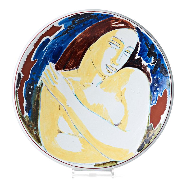 Wilhelm Kåge, a large faience dish, Gustavsberg studio, Sweden 1951.