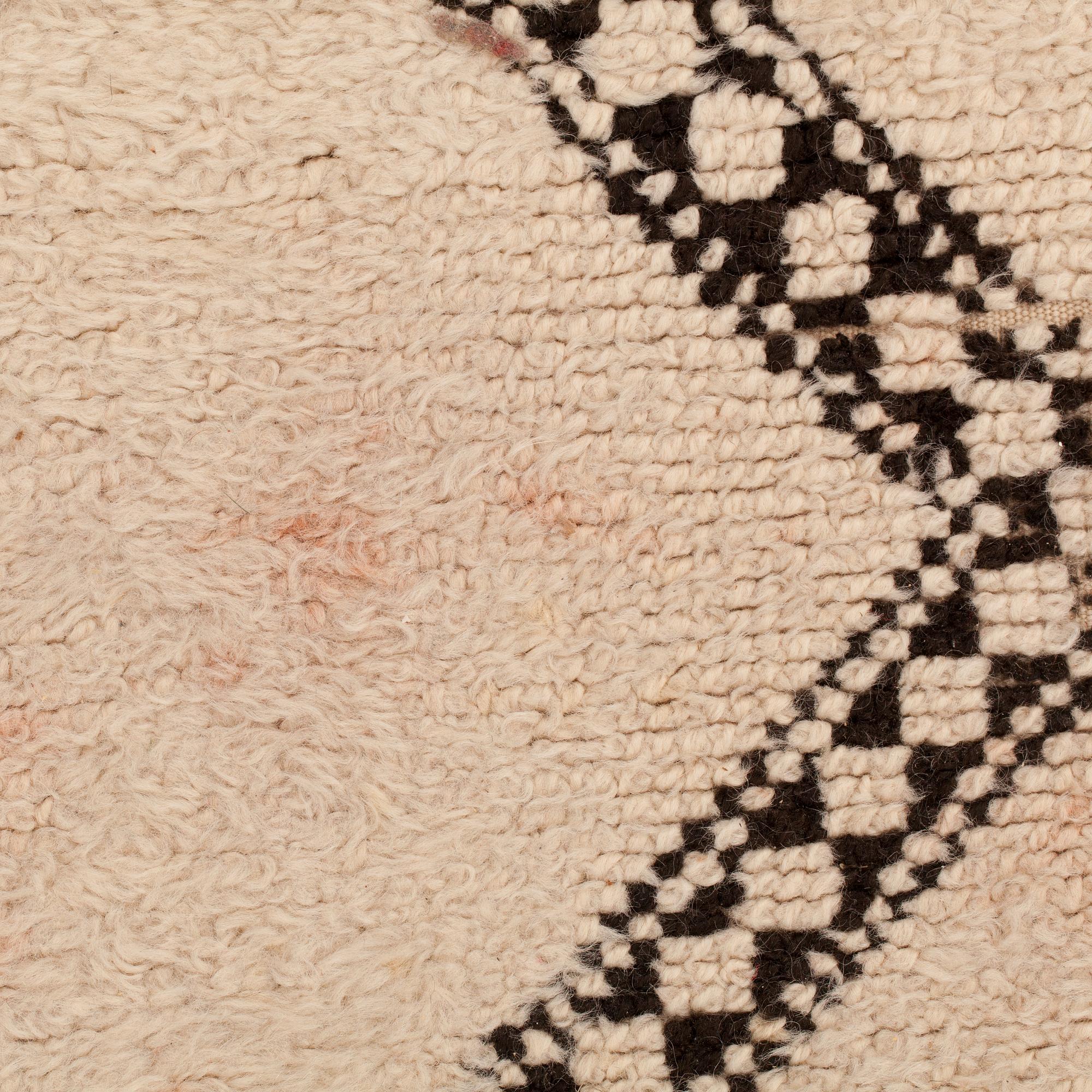 A CARPET, probably Morocco, old, ca 403 x 196 cm (plus a few cm flat weave at each end).