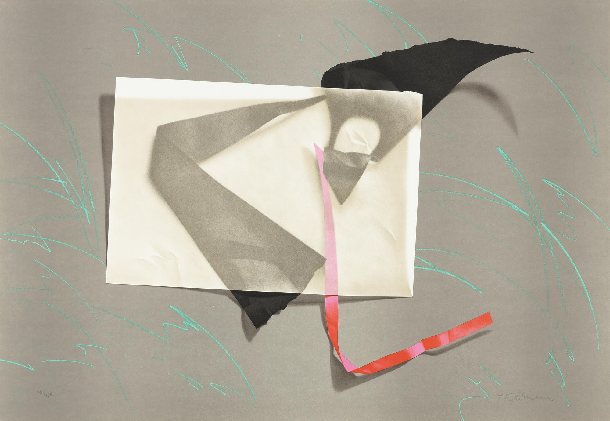 Yrjö Edelmann, "Black and red paper objects with transparent".