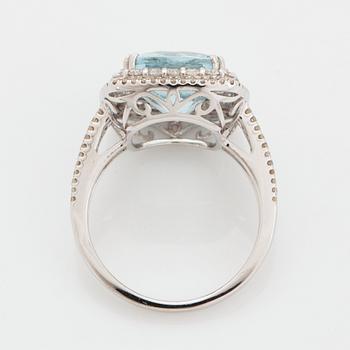 Aquamarine and diamond cocktail ring.