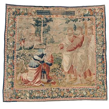 123. A TAPESTRY, tapestry weave, 350,5 x 372,5 cm, signed Brussels-Brabant, Flanders, mid-16th Century.