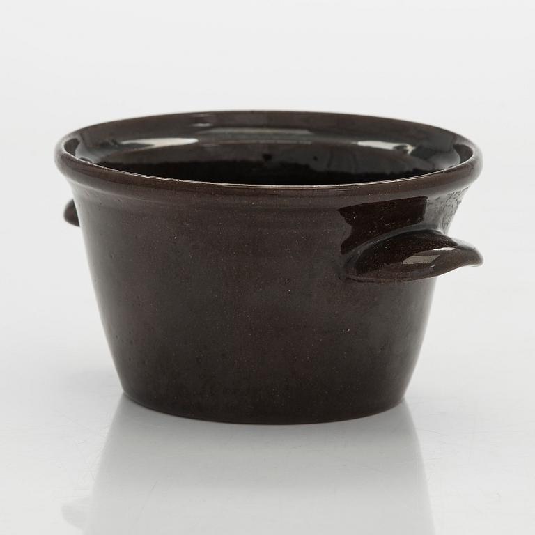 Marita Lybeck, plates, 2 pcs "Koto" and a bowl, red clay, signed ML KERA.