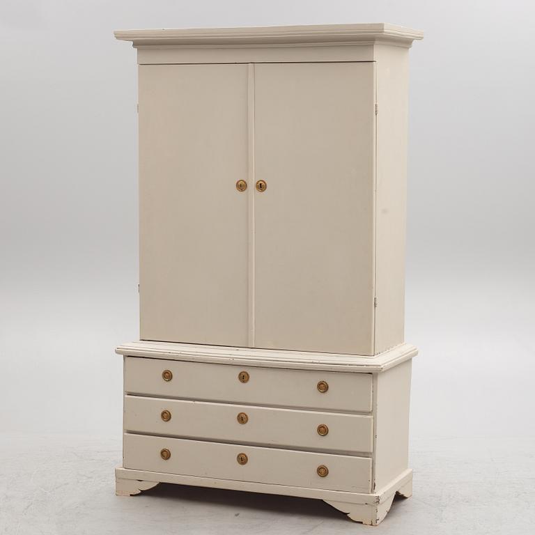 A grey painted Gustavian cabinet, circa 1800.