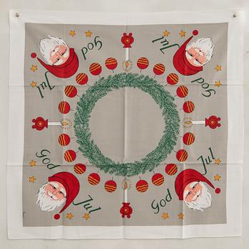 A collection of smaller Christmas tablecloths, runners, and wall hangings, approximately 34 pieces, mid/second half of the 20th century.