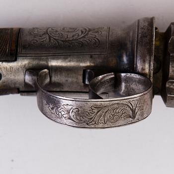 A mid-19th century British percussion pepperbox.