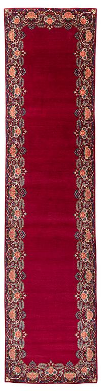 A semi-antique Keshan runner, c. 446 x 112 cm.