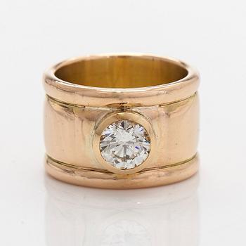 Ring, brilliant-cut diamond circa 1.19 ct, 14K gold.
