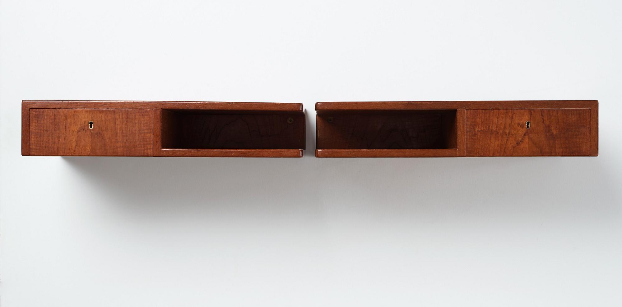 Bruno Mathsson, sängbord, ett par, vägghängda, Firma Karl Mathsson, Värnamo, 1941, Swedish Modern.