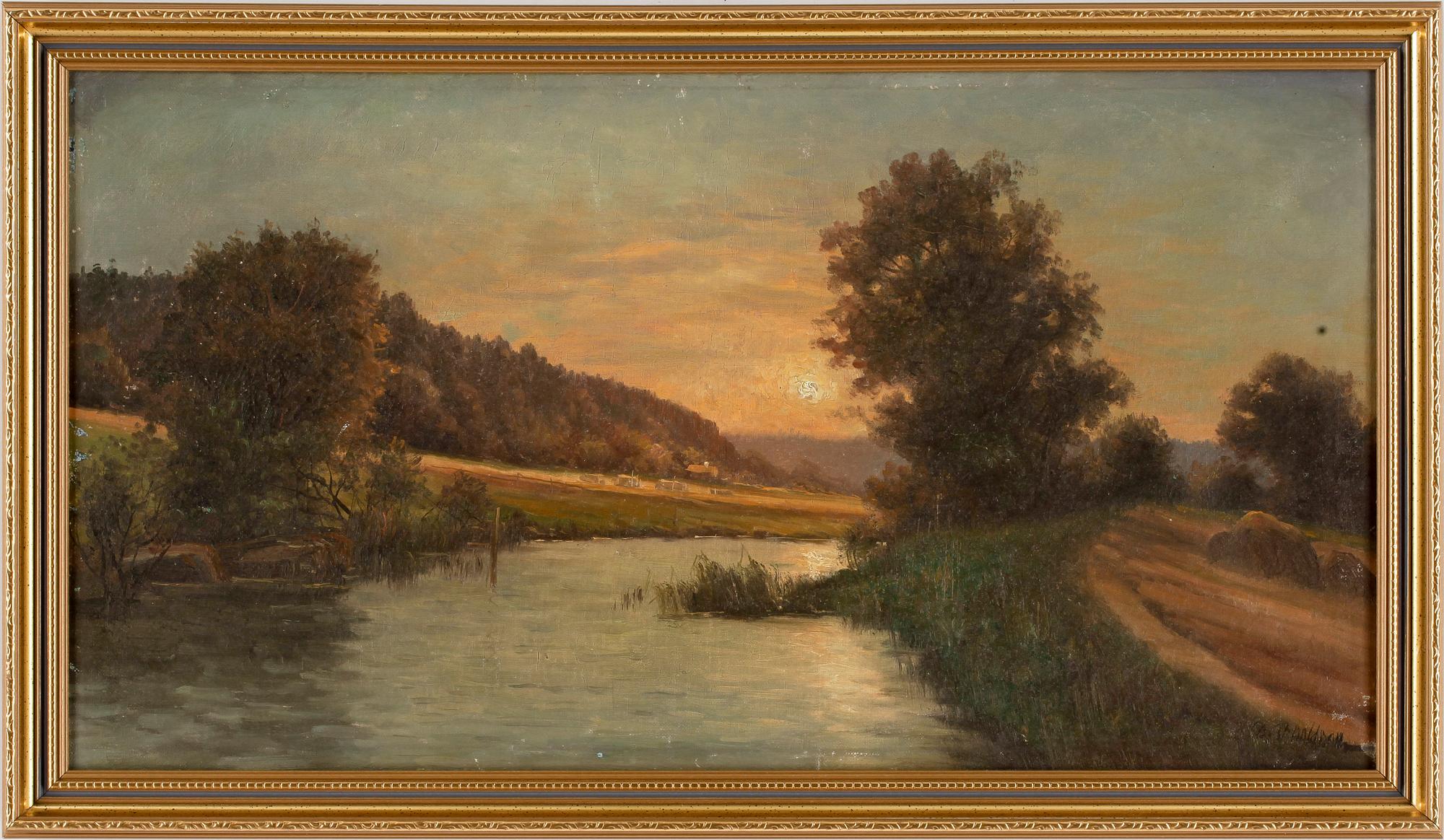 OKÄND KONSTNÄR, olja på duk, 1800-tal, signerad.