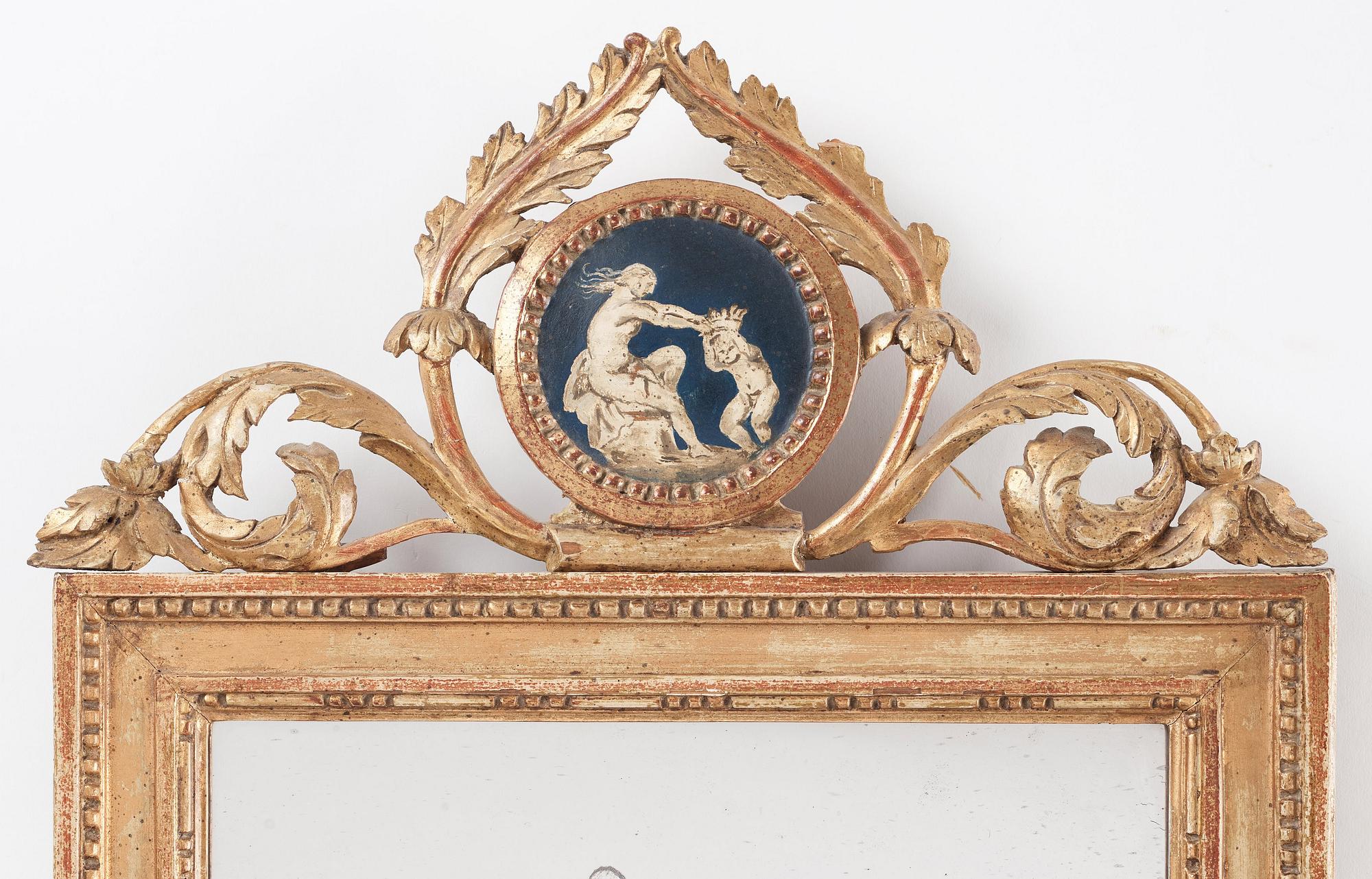 A pair of Gustavian two-light girandole mirrors by Lago Lundén active in Stockholm 1773, dead 1819).