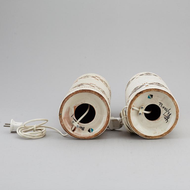A pair of Bitossi stoneware table lights, Italy.