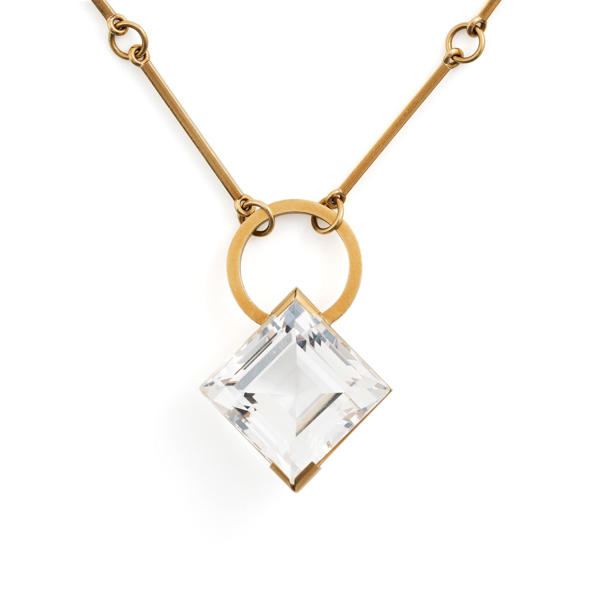 Wiwen Nilsson, collier, 18K guld och bergkristall, Lund 1972.