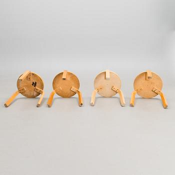 Four stackable stools of model 60 from the 1930-1950s.