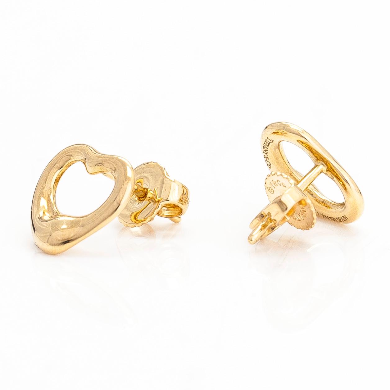 Tiffany & Co, Elsa Peretti, a pair of 18K gold 'Open Heart' earrings.