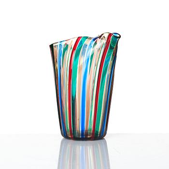 Gio Ponti, a 'Canne' glass pitcher and 9 glasses, Venini, Murano, Italy 1950-60s.
