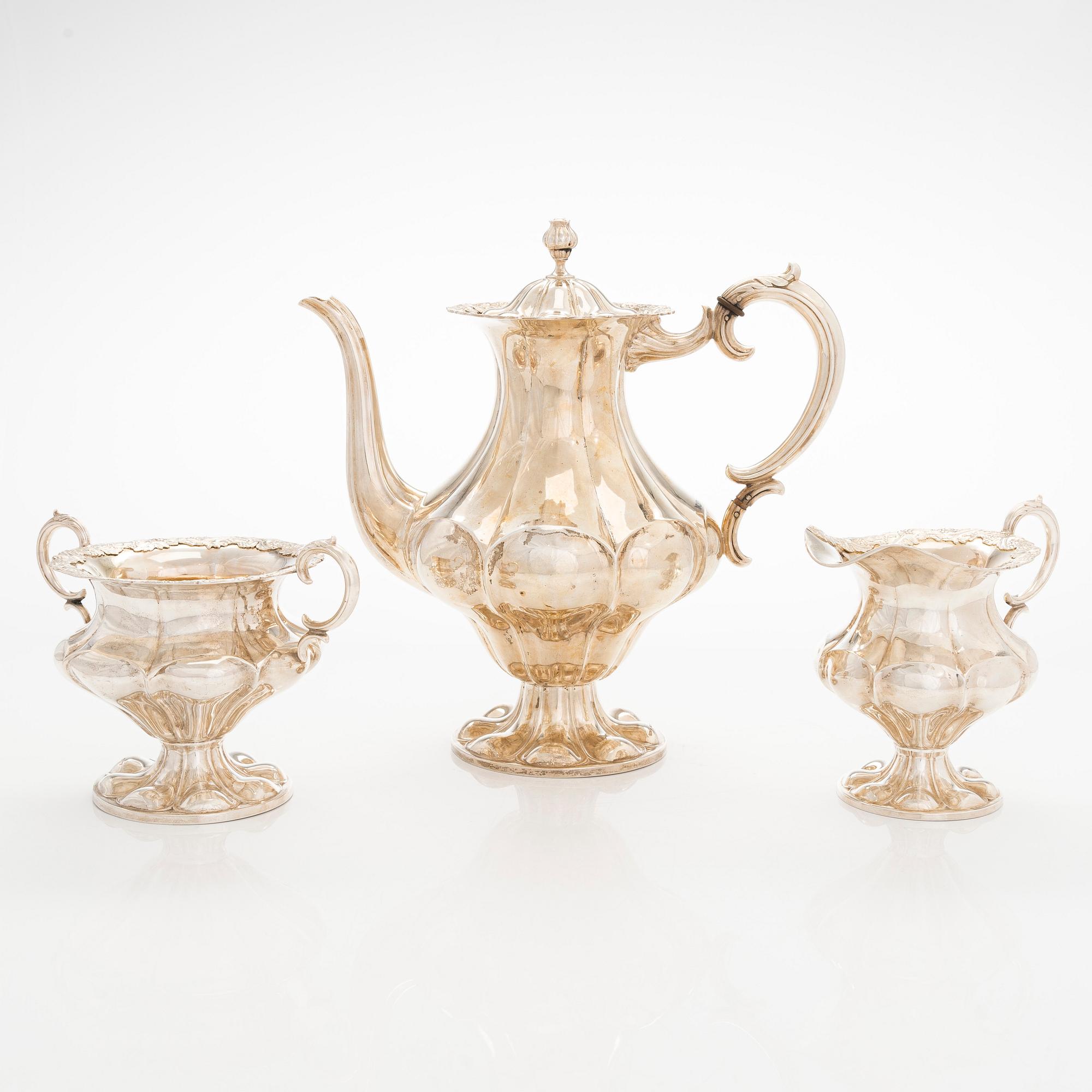 Kaffeservis, 3 delar, silver, Kultakeskus, Tavastehus 1928.