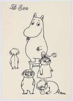 Tove Jansson, tuschteckning, signerad Tove.