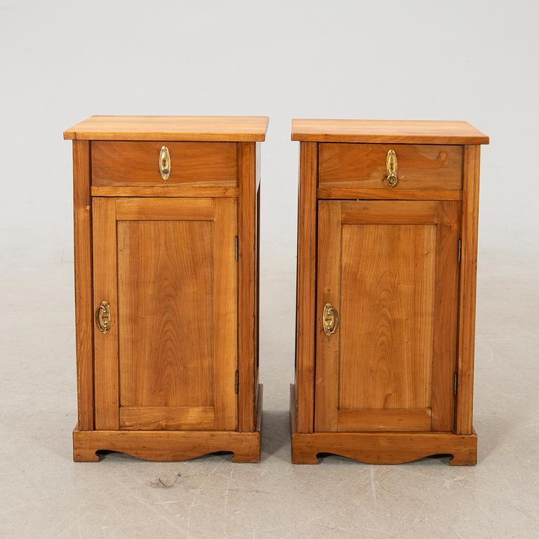 Bedside tables, a pair, first half of the 20th century.