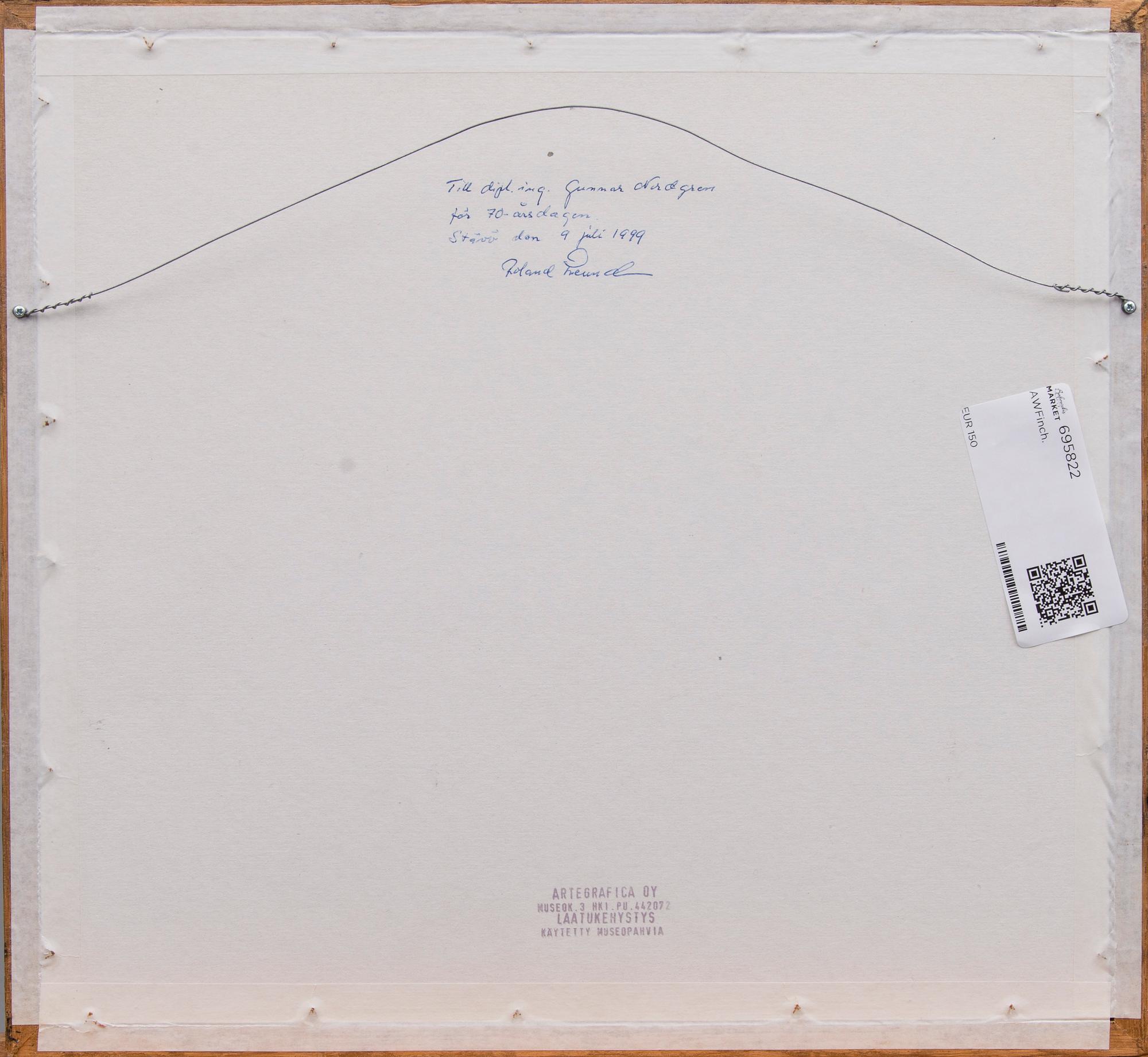 ALFRED WILLIAM FINCH, etsning, signerad.