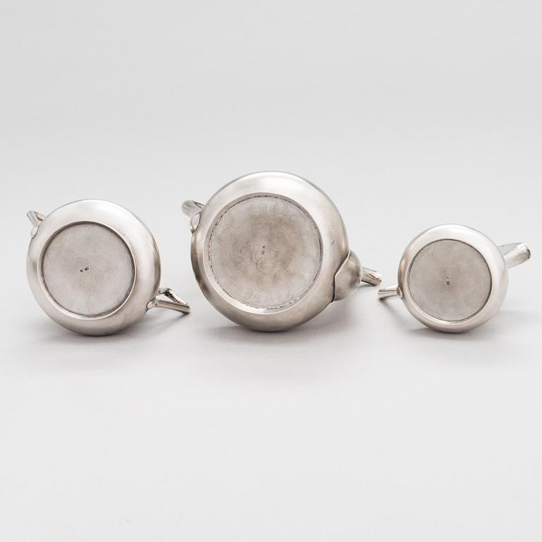 A 4-piece silver tea set, maker's mark of Gerasim Mitrofanov, Moscow 1908-1917. Assay master Ivan Sergeyevich Lebedkin.