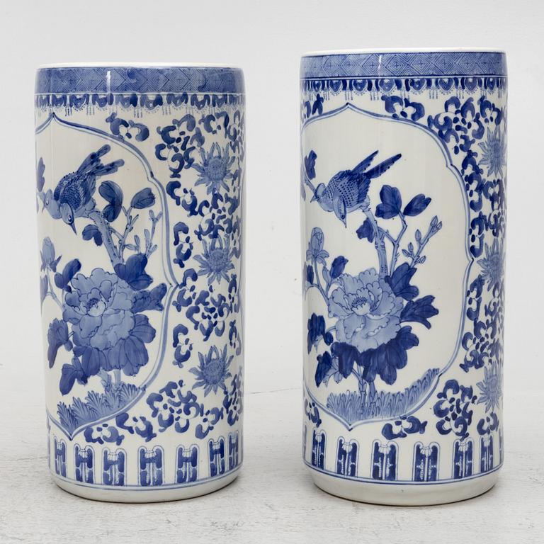 A pair of Chinese large blue and white porcelain stands, second part of the 20th century.