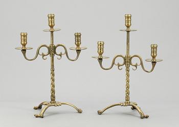 LJUSSTAKAR, ett par, mässing. Barockstil, 1800-tal.