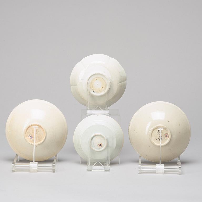 A group of four bowls, part Song dynasty (960-1279).