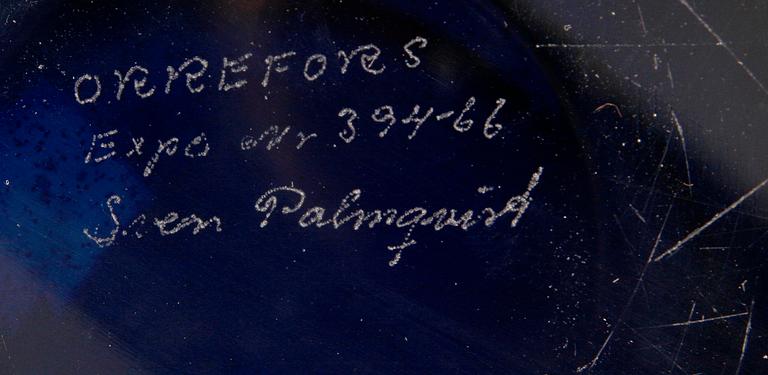 SKÅLAR, 2 st, glas, bla Sven Palmqvist, Orrefors.