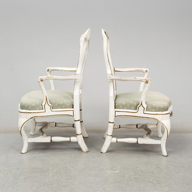 A pair of rococo armchairs, mid 18th century.