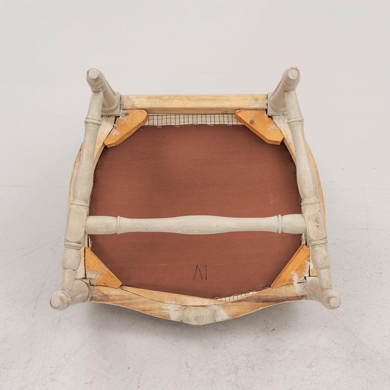 A Gustavian open armchair, Stockholm, late 18th century.