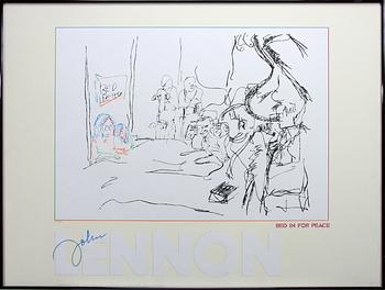 AFFISCH. John Lennon Bed in for peace. 1900-tal, numr  526/4000.