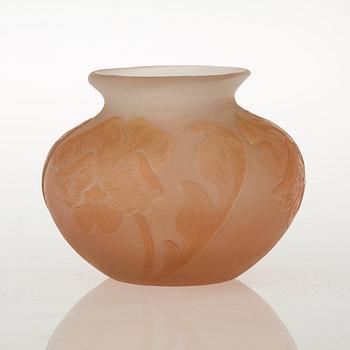 A Karl Lindeberg Art Nouveau cameo glass vase, Kosta, Sweden.